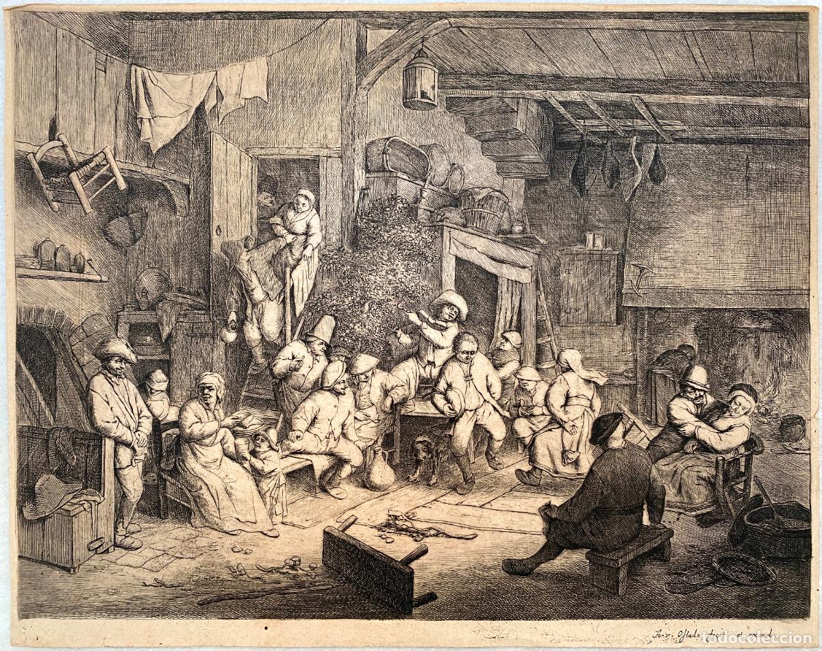 Arte: OSTADE, Jan van. Ostade. Danza en la taberna. [1652].