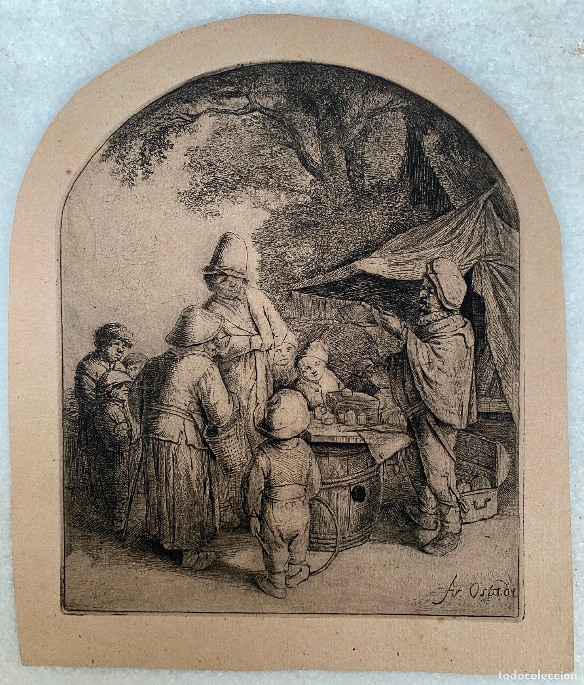 Arte: OSTADE, Jan van. The quack. M&eacute;dico o charlatan en la feria. 1648.