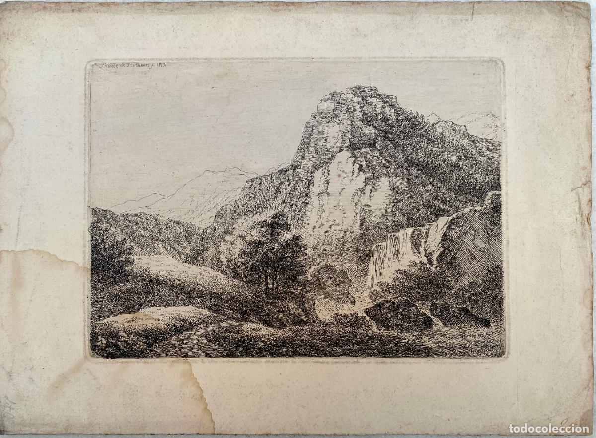 Arte: HOLBEIN VON HOLBEINSBERG, Therese. Paisaje con monta&ntilde;as. 1813.