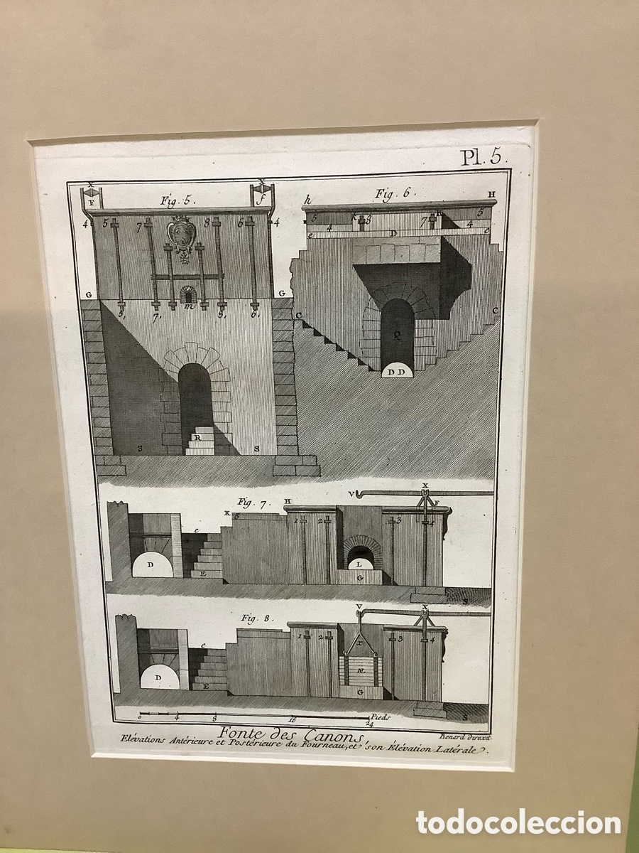 Arte: 3 grabados originales de la Diderot &ldquo;Fundici&oacute;n de ca&ntilde;ones&rdquo; - Foto 3