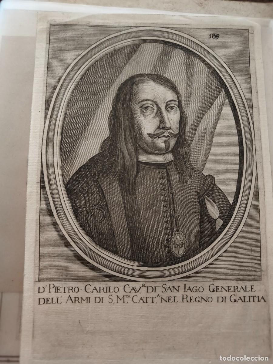 Art: ANTIGUO GRABADO D. PIETRO CARILO. CABALLERO DE LA ORDEN DE SANTIAGO Y GENERAL DE LAS ARMAS