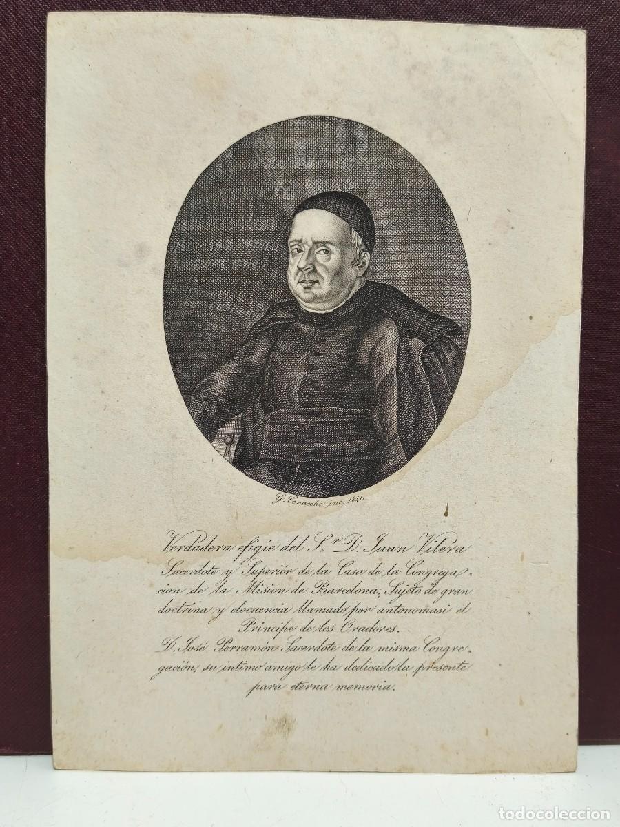 Kunst: GRABADO ANTIGUO. RETRATO OVAL DEL SACERDOTE JUAN VILEVA, SUPERIOR DE LA MISI&Oacute;N DE BARCELONA CERACCHI