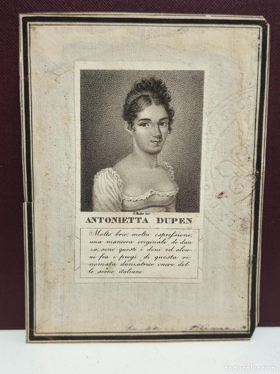 Art: ANTIGUO GRABADO S. XIX. ANTONIETTA DUPEN BALLERINA. LUIGI RADOS GRABADOR. MIL&Aacute;N RICORDI TEATRO.