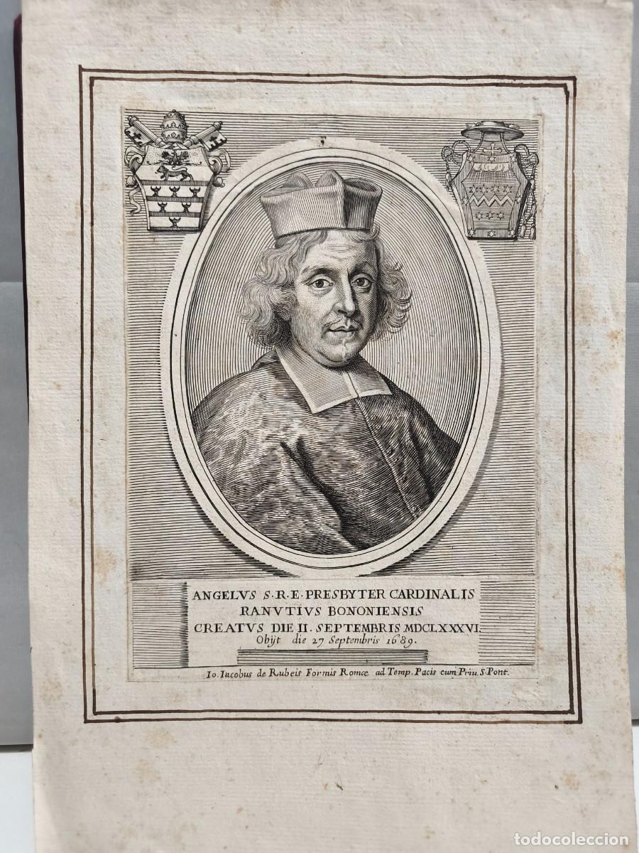 Art: GRABADO ORIGINAL S. XVII. CARDENAL ANGELO MARIA RANUZZI. ROMA, DE ROSSI.