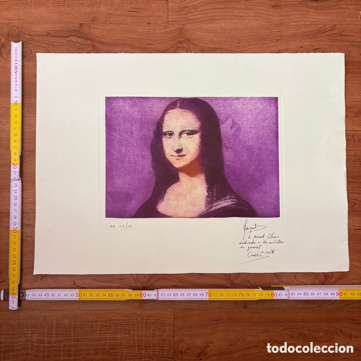 Arte: grabado carlos serneguet gioconda mona lisa 2008 p/a firmado dedicado