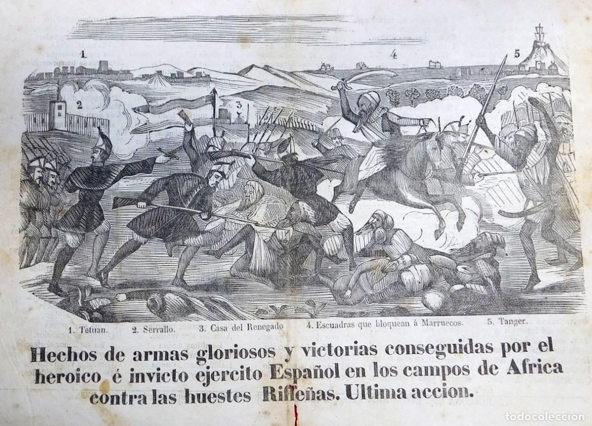 Arte: A&ntilde;o 1860 Guerra de Africa - Huestes Riffe&ntilde;as - Tetuan - Imprenta Jose Antonio Oliveres