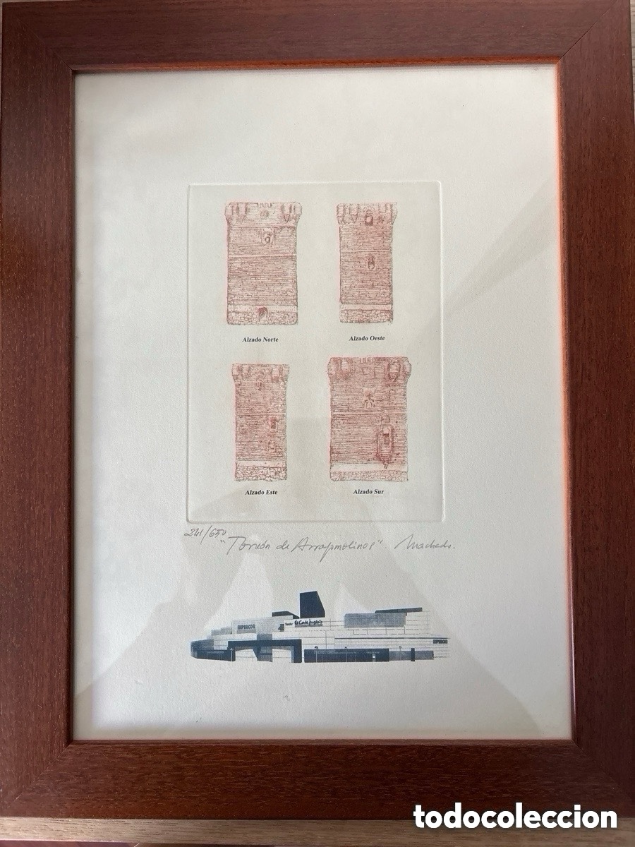 Art: Grabado firmado y numerado Torre&oacute;n de Arroyomolinos, Machado (A17)