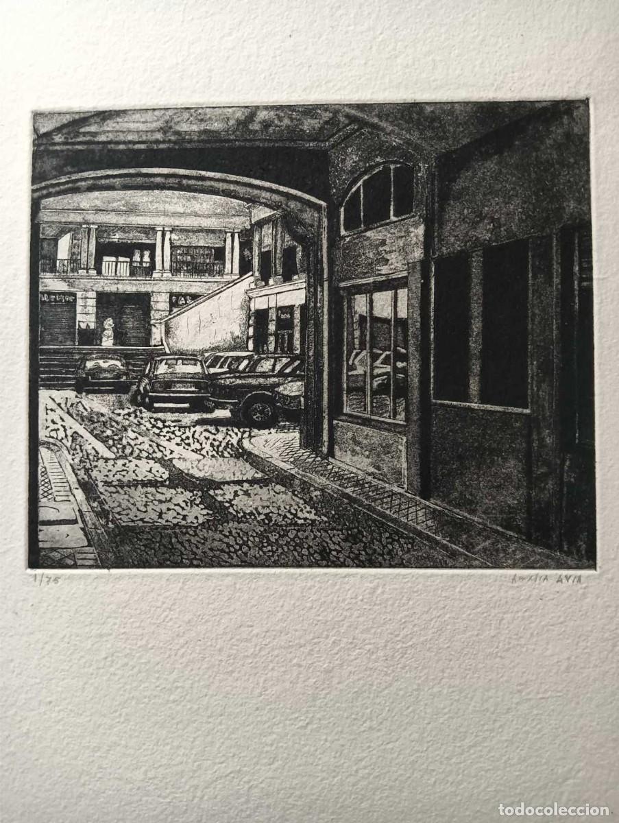 Arte: Amalia Avia (Toledo 1930-Madrid 2011) RASTRO grabado 30x25 papel 51x42 firma l&aacute;piz y /75 Buen estado