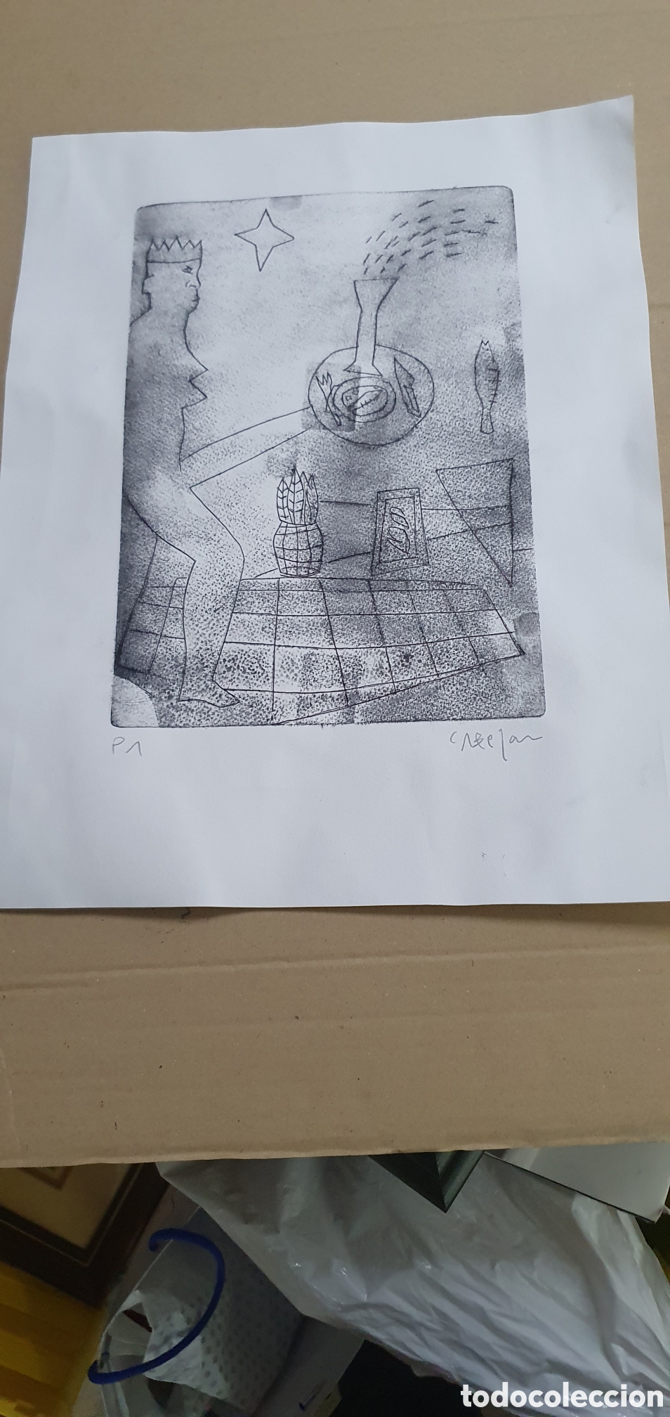 Arte: Jorge Cabezas Tom&eacute;. La Coru&ntilde;a. Grabado. Prueba de autor.