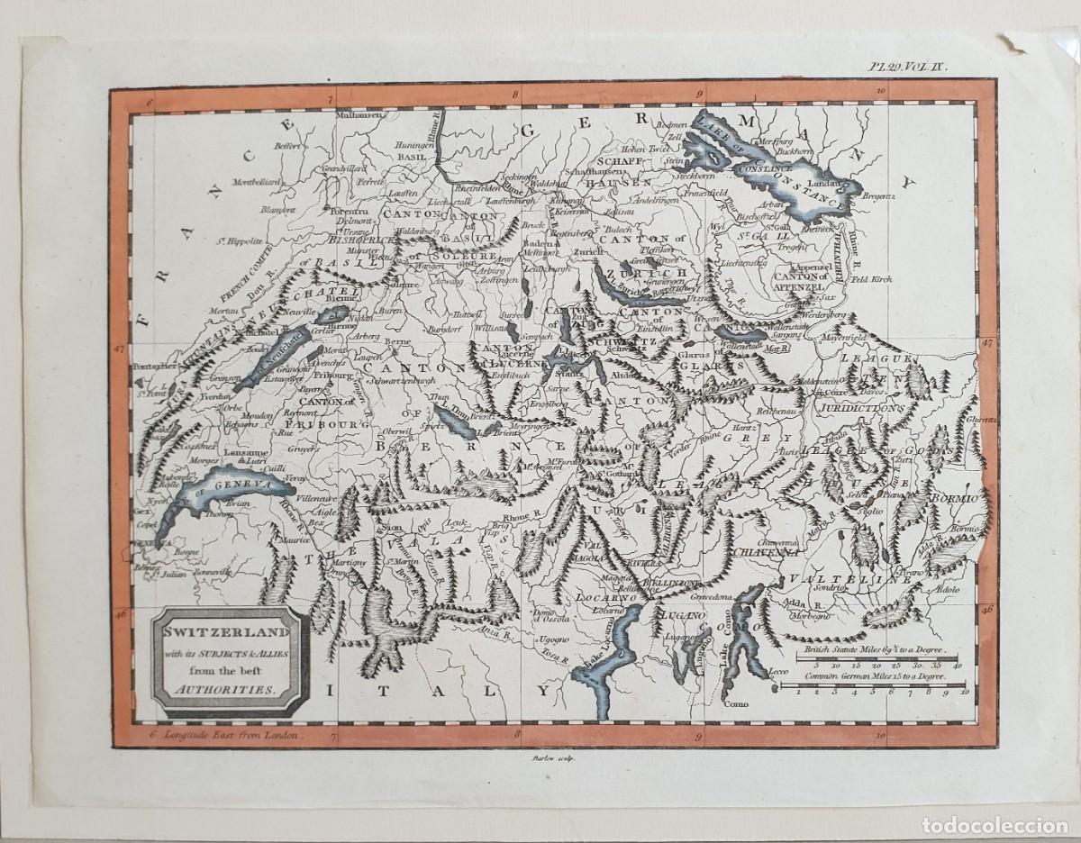 Art: Switzerland with this subjects from the best Authorities. J. Barlow.1790-1807. Grabado original.