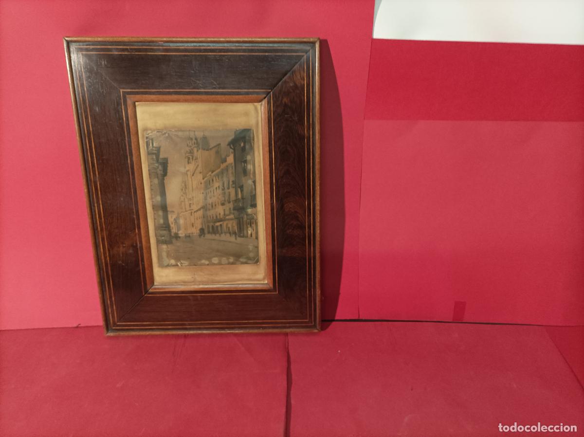 Arte: ANTIGUO GRABADO LITOGRAFIA PAISAJE URBANO DE EPOCA FIRMA