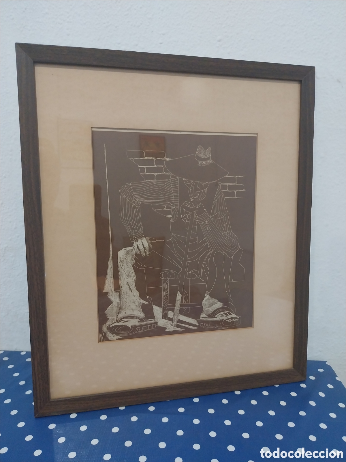 Arte: Grabado el zapatillas de Juan Antonio Alda,vintage 1974.Med 46 x 40 cm