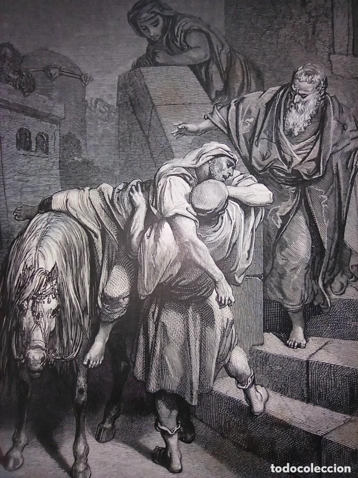 Arte: GRABADO RELIGIOSO, LLEGADA BUEN SAMARITANO, DOR&Eacute;-GUSMAND, ORIGINAL, BARCELONA,1884, GRAN TAMA&Ntilde;O