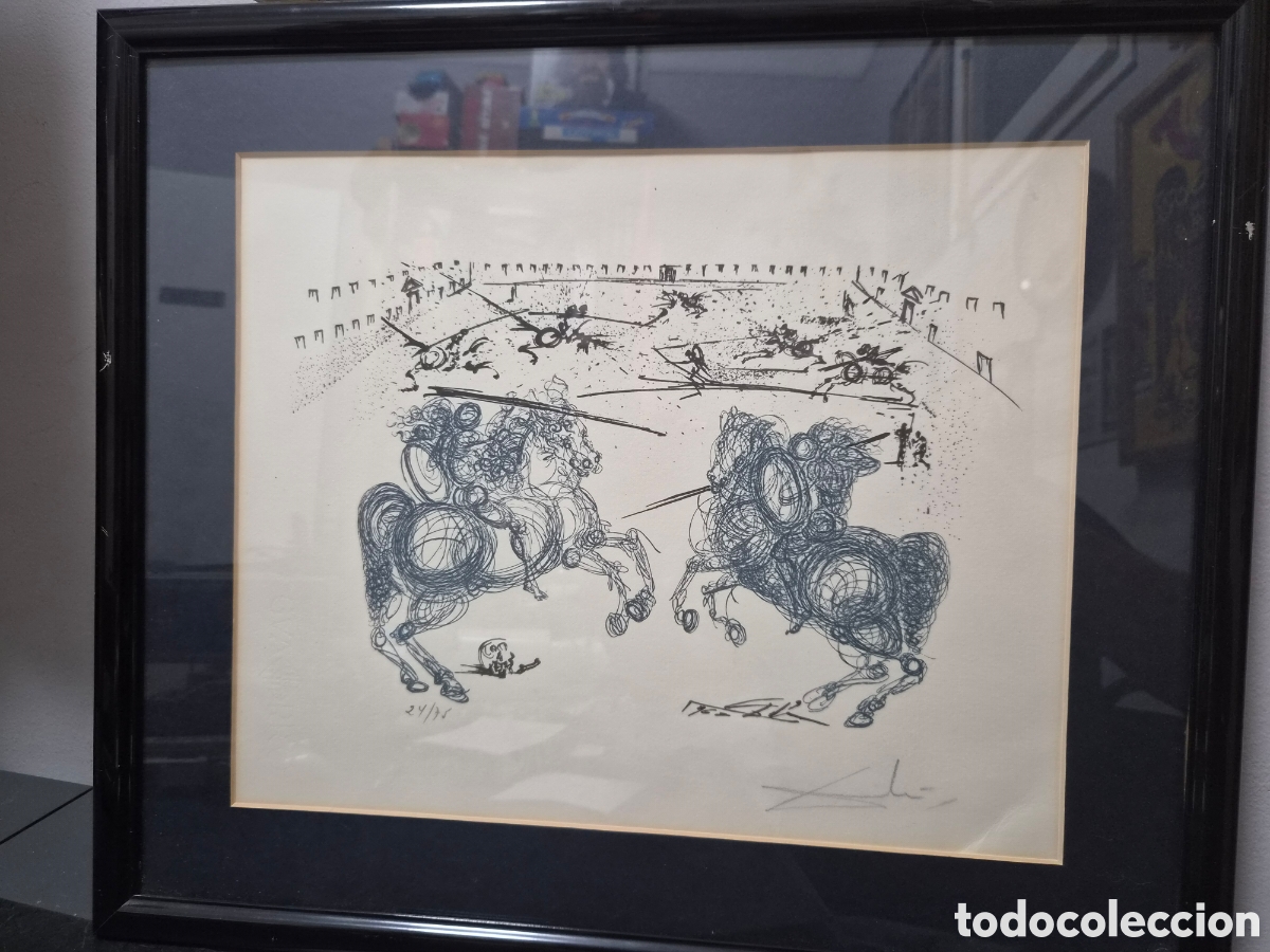Arte: SALVADOR DALI LES CAVALIERS BLEUS GRABADO Y FIRMADO POR A LAPIZ POT EL ARTISTA A&Ntilde;O 1975 ORIGINAL