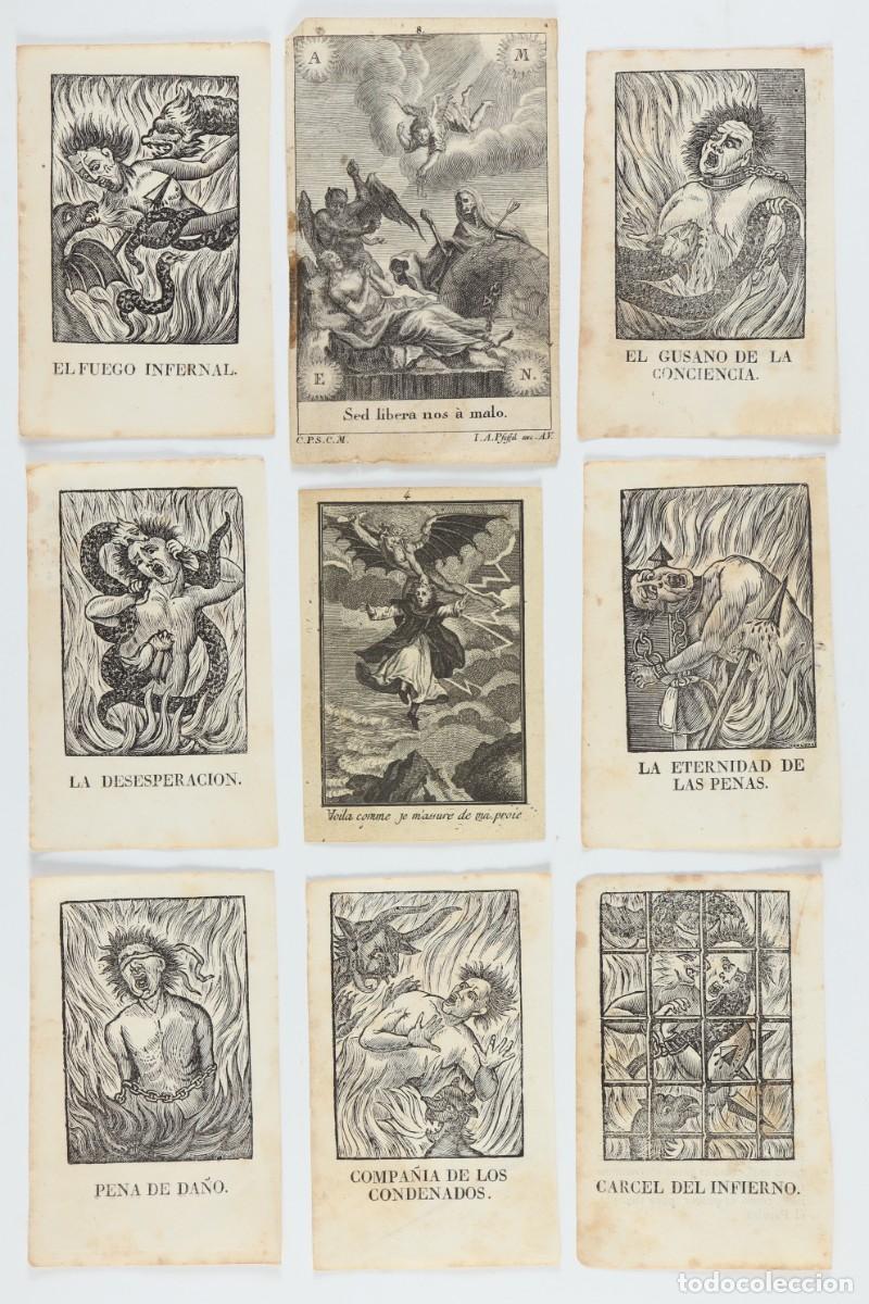 Arte: Conjunto de 9 grabados sobre el infierno y la muerte