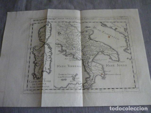 Art: MAPA DE LA MAGNA GRECIA SUR DE ITALIA GRABADO SIGLO XVIII 38,5 X 26,5 CM