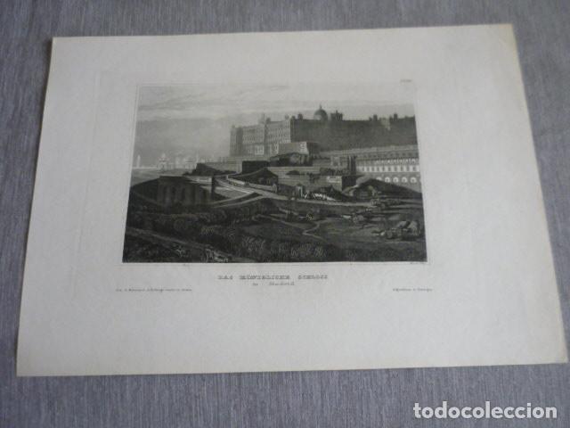 Arte: MADRID PALACIO REAL GRABADO SIGLO XIX 19 X 26 CM