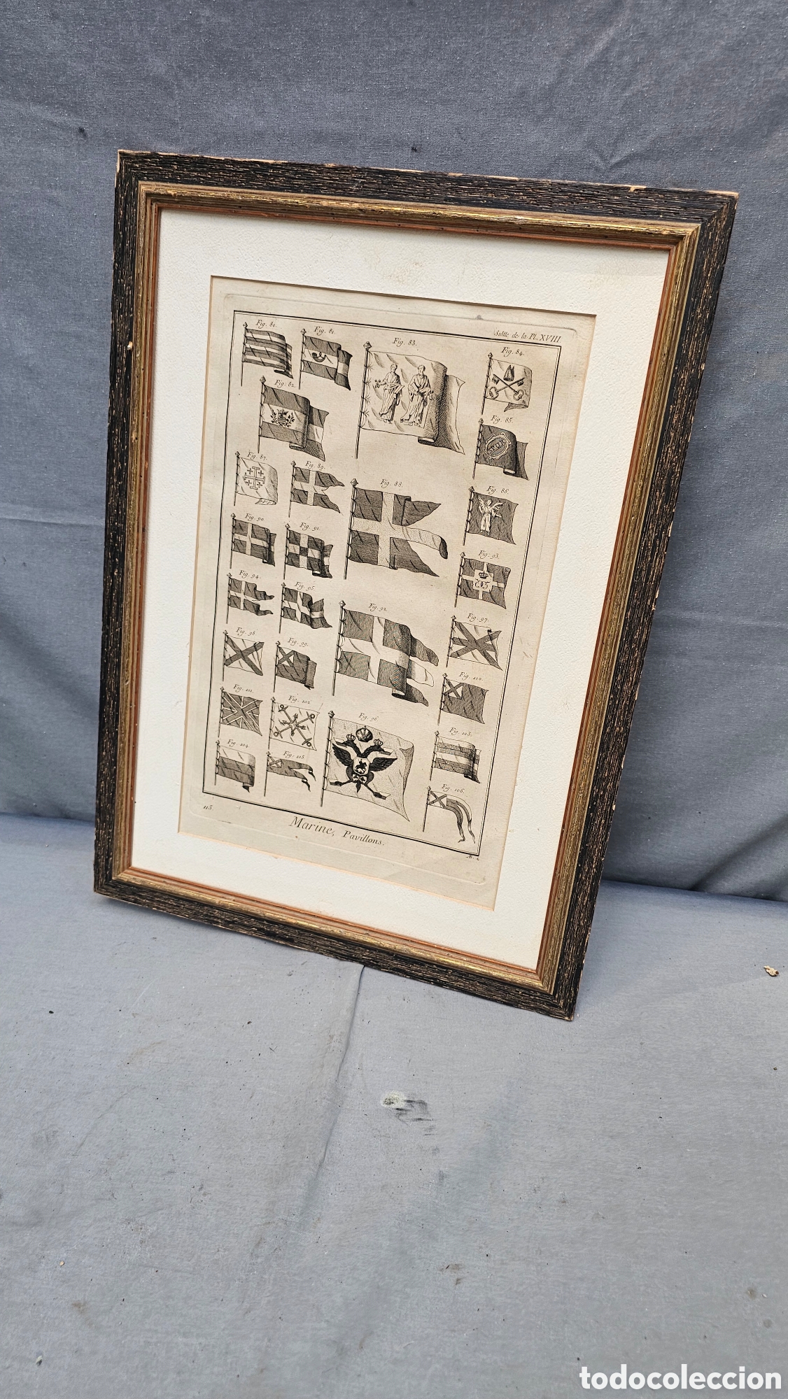 Arte: Antiguo grabado de banderas de la armada