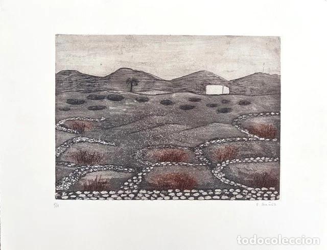 Arte: CONCHA IB&Aacute;&Ntilde;EZ - Grabado firmado, serie Lanzarote