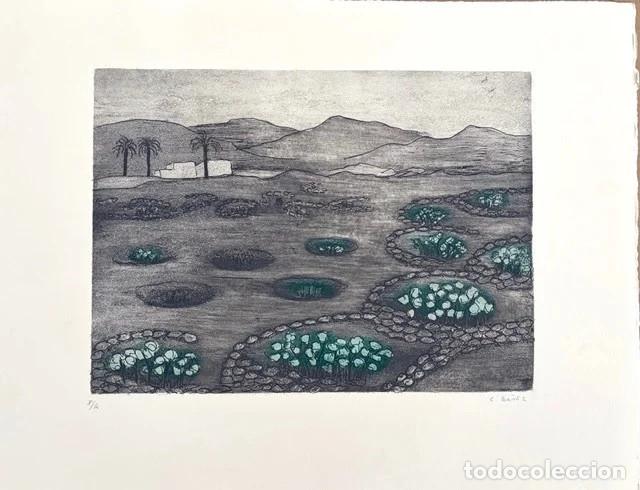 Arte: CONCHA IB&Aacute;&Ntilde;EZ - Grabado firmado, serie Lanzarote