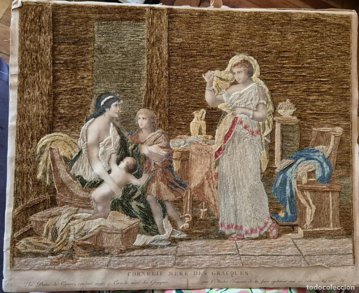 Arte: Grabado entre siglos XVIII y XIX con bordado hilos seda