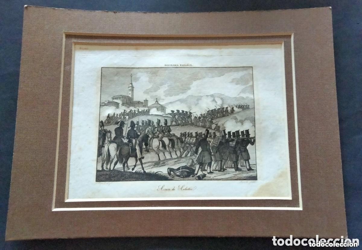 Arte: Grabado Acci&oacute;n de Aulestia - Panorama Espa&ntilde;ol - Grabado por Mar&eacute; - Guerra Carlista - Siglo XIX