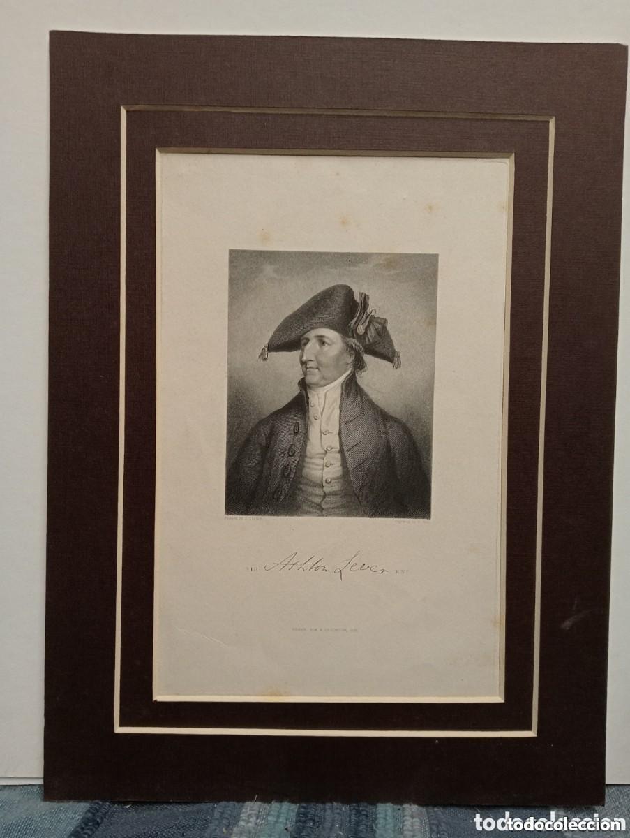 Arte: RARO Y &Uacute;NICO. SIR ASTHON LEVER. ANTIGUO GRABADO AL ACERO DE W. HOLL. FISHER, SON & Co. LONDON, 1835
