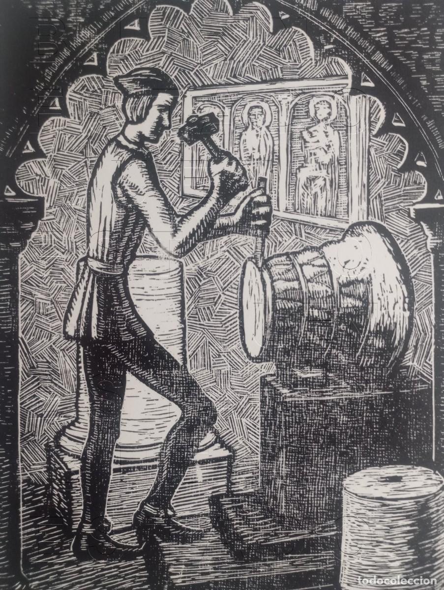 Arte: CANTERO PICAPEDRERO OFICIOS MEDIEVALES CASTELLS MARTI XILOGRAFIA FRIMADA 39X30CM C34