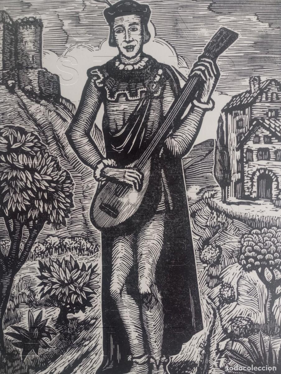 Arte: TROVADOR OFICIOS MEDIEVALES CASTELLS MARTI XILOGRAFIA FRIMADA 39X30CM C34