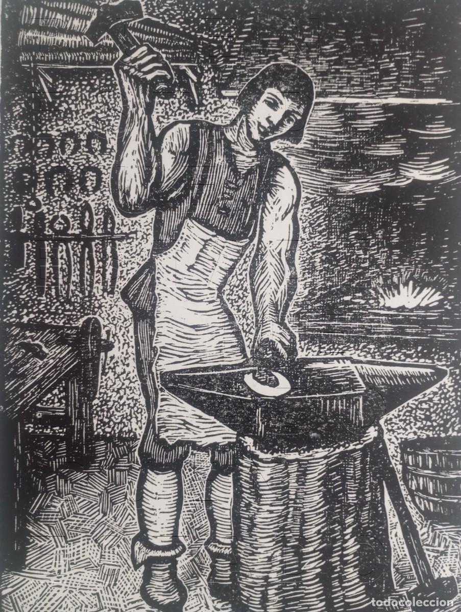 Arte: HERRERO OFICIOS MEDIEVALES CASTELLS MARTI XILOGRAFIA FRIMADA 39X30CM C34