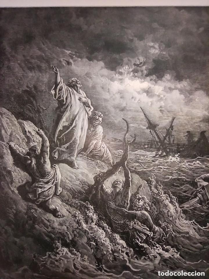 Arte: GRABADO RELIGIOSO, SAN PABLO EN ISLA MALTA, DORE - PISAN, ORIGINAL, BARCELONA,1884, GRAN TAMA&Ntilde;O