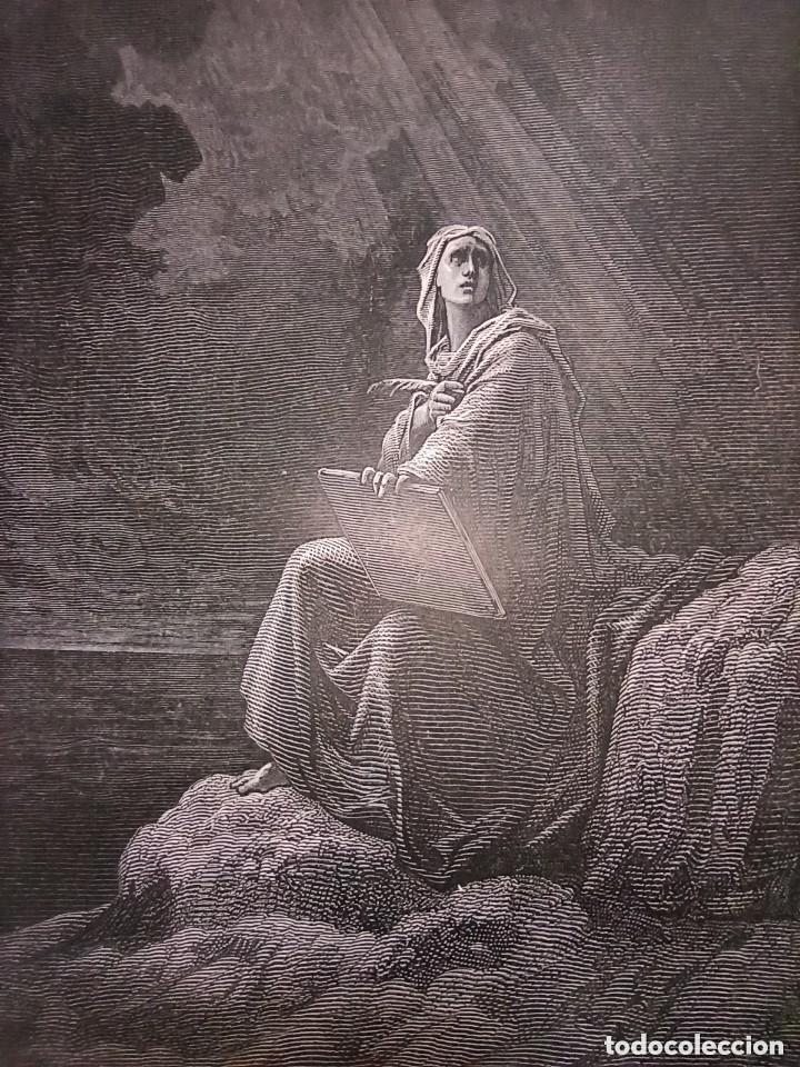 Arte: GRABADO RELIGIOSO, SAN JUAN EN PATMOS, DORE - PANNEMAKER-DOMS, ORIGINAL, BARCELONA,1884, GRAN TAMA&Ntilde;O