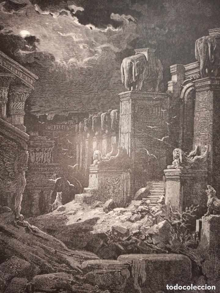 Arte: GRABADO RELIGIOSO, RUINAS DE BABILONIA, DORE - PISAN, ORIGINAL, BARCELONA,1884, GRAN TAMA&Ntilde;O