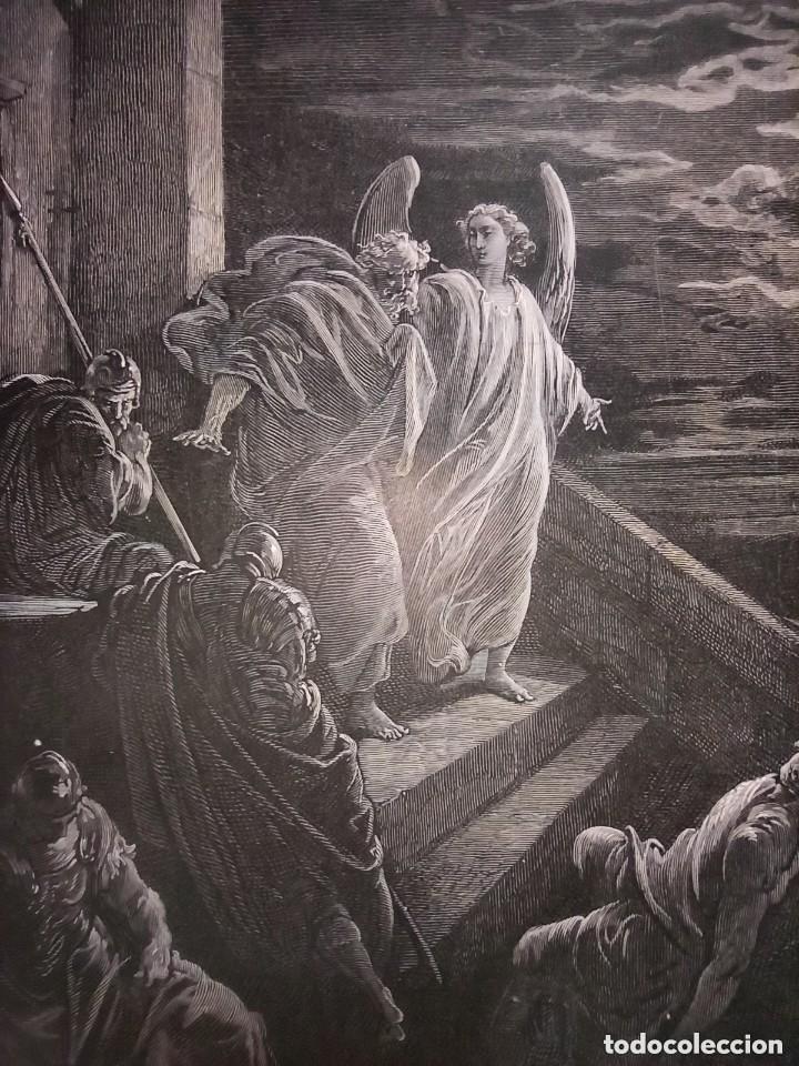 Arte: GRABADO RELIGIOSO, LIBERACI&Oacute;N DE SAN PEDRO, DORE - PISAN, ORIGINAL, BARCELONA,1884, GRAN TAMA&Ntilde;O