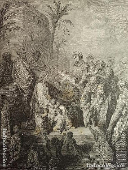 Arte: GRABADO RELIGIOSO, JES&Uacute;S BENDICIENDO NI&Ntilde;OS, DORE - PANNEMAKER, ORIGINAL, BARCELONA,1884, GRAN TAMA&Ntilde;O