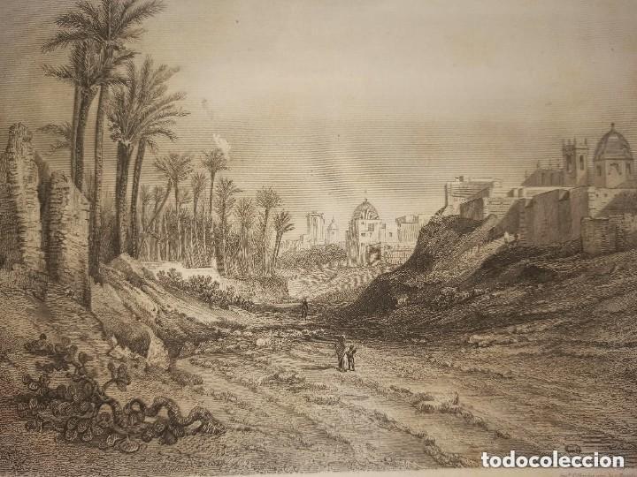 Arte: ESPL&Eacute;NDIDO GRABADO AL ACERO DE ELCHE, ALICANTE, ORIGINAL, PAR&Iacute;S, 1852, BEGIN - ROUARGUE.