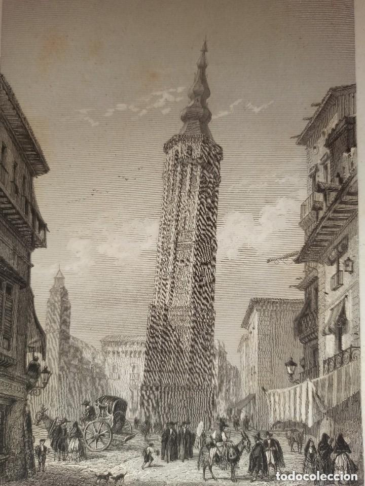 Arte: ESPL&Eacute;NDIDO GRABADO ACERO, TORRE NUEVA, ZARAGOZA, ORIGINAL, PAR&Iacute;S, 1852, BEGIN - ROUARGUE.