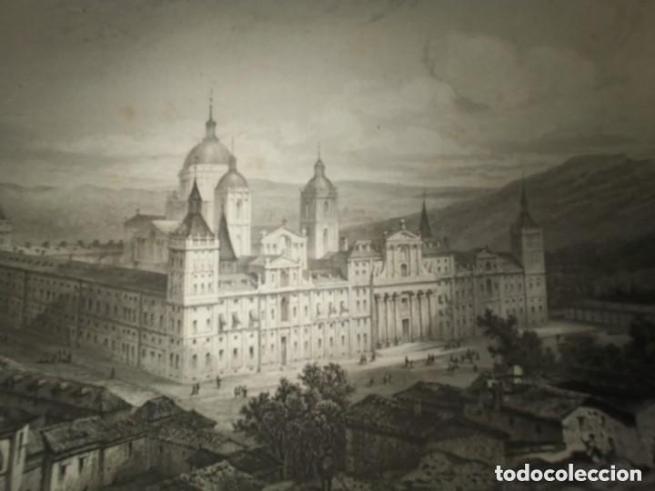 Arte: ESPL&Eacute;NDIDO GRABADO ACERO, MONASTERIO DEL ESCORIAL, MADRID, ORIGINAL, PAR&Iacute;S, 1852, BEGIN - ROUARGUE.