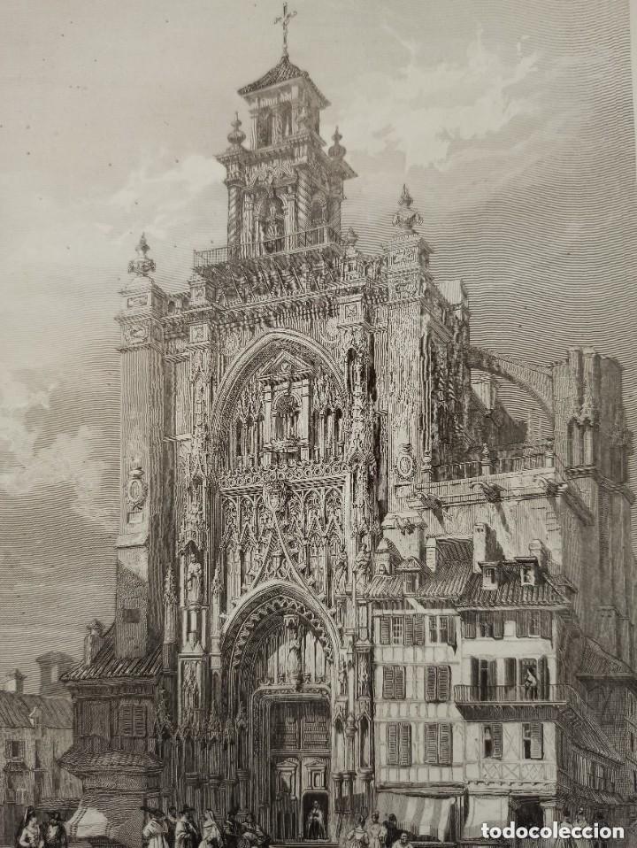 Arte: ESPL&Eacute;NDIDO GRABADO ACERO, IGLESIA SANTIAGO, JEREZ, C&Aacute;DIZ, ORIGINAL, PAR&Iacute;S, 1852, BEGIN - ROUARGUE.