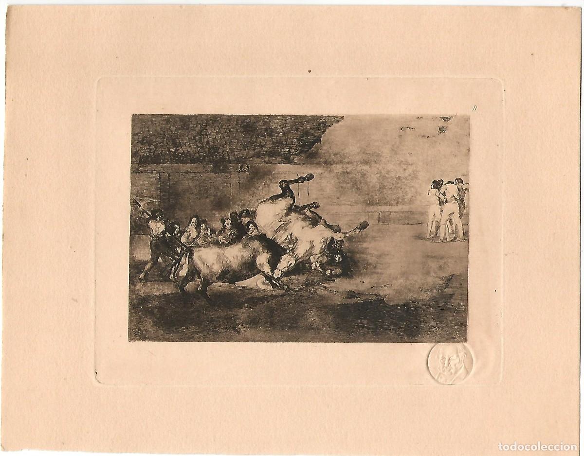 Arte: 1929 GOYA CIRCULO BELLAS ARTES MADRID GRABADO SELLO DE AUTENTICIDAD EN SECO TAUROMAQUIA 22X17 M38
