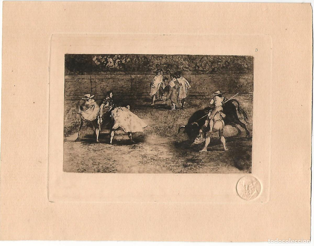 Arte: 1929 GOYA CIRCULO BELLAS ARTES MADRID GRABADO SELLO DE AUTENTICIDAD EN SECO TAUROMAQUIA 22X17 M38