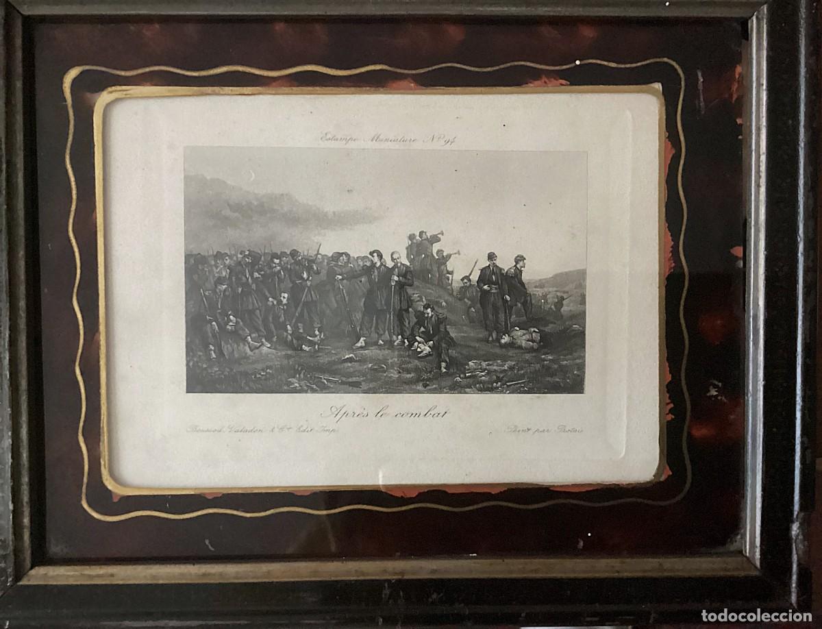 Arte: Antiguo Grabado Siglo XIX &ldquo;Apr&egrave;s le combat&rdquo; &ndash; P. A. Protais. Marco antiguo
