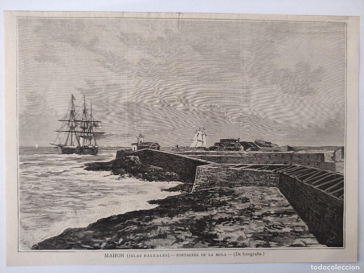Arte: GRABADO. ESPA&Ntilde;A. ISLAS BALEARES. MENORCA. MAHON. FORTALEZA DE MOLA. MILITAR