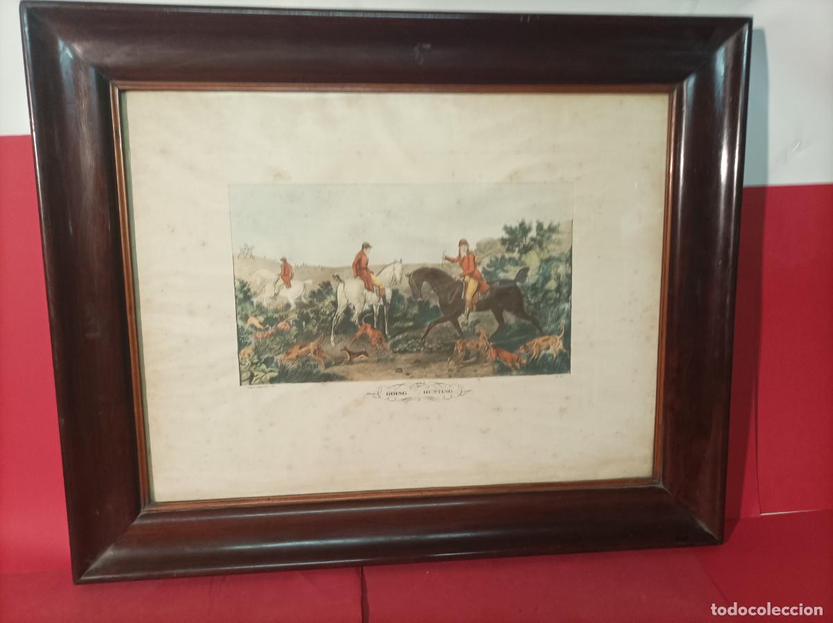 Art: ANTIGUO GRABADO LITOGRAFIA DE CAZA GOING HUNTING CARLE VERMET FINALES XIX PRINCIPIOS XX