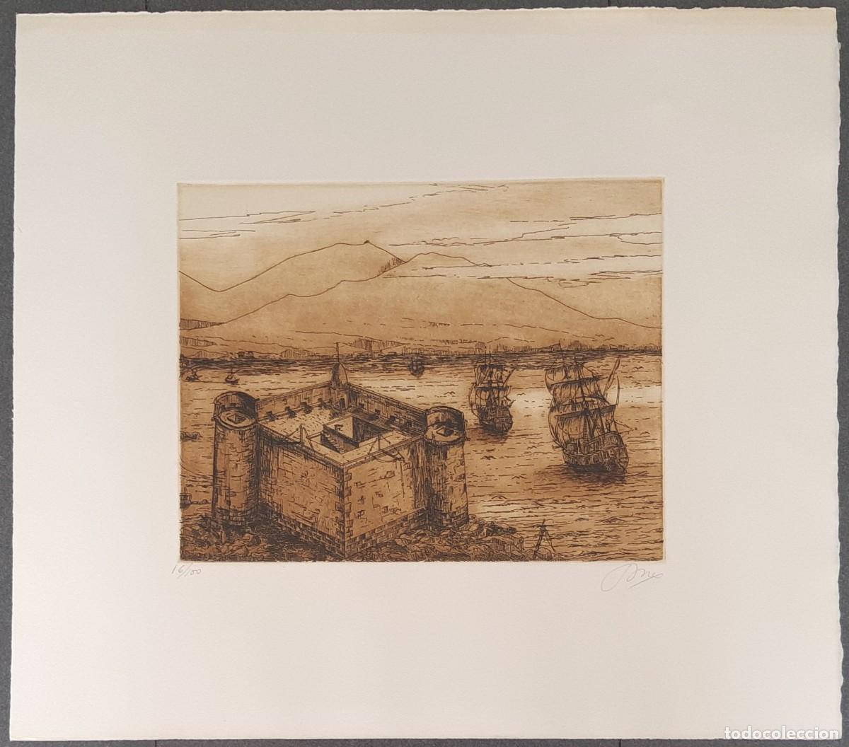 Arte: PUERTO DE LA LUZ (G. CANARIA), AGUAFUERTE FIRM. Y NUM., 1977 (FACS&Iacute;MIL DE PLANCHA HIST&Oacute;RICA S. XVI)