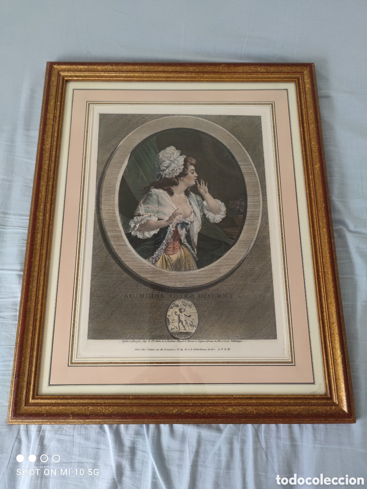Arte: Grabado calcogr&aacute;fico Franc&eacute;s &rdquo;Au moins soyez discret&rdquo;-Augustin Saint-Aubin-Edicion artesanal S.XX