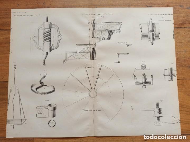 Arte: GRABADO TECNOLOG&Iacute;A S.XIX, APARATOS SALVAMENTOS INCENDIOS, ORIGINAL MADRID,1877 39,00 &euro;