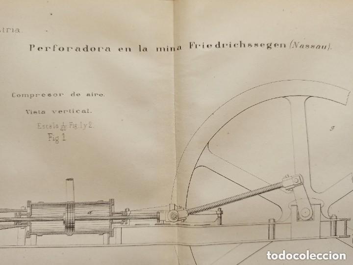 Arte: GRABADO TECNOLOG&Iacute;A S.XIX, PERFORADORA, DUBOIS, MINA, ORIGINAL MADRID,1877