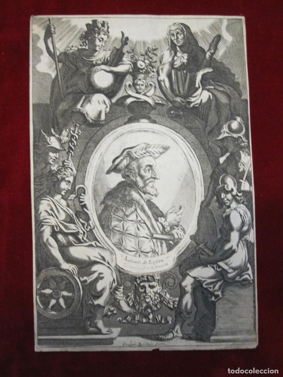 Arte: RETRATO DE ANTONIO DE LEYVA, GOVERNADOR DE PAVIA, GRABADO AL COBRE FIRMADO GASPER BOUHAFS SIGLO XVII