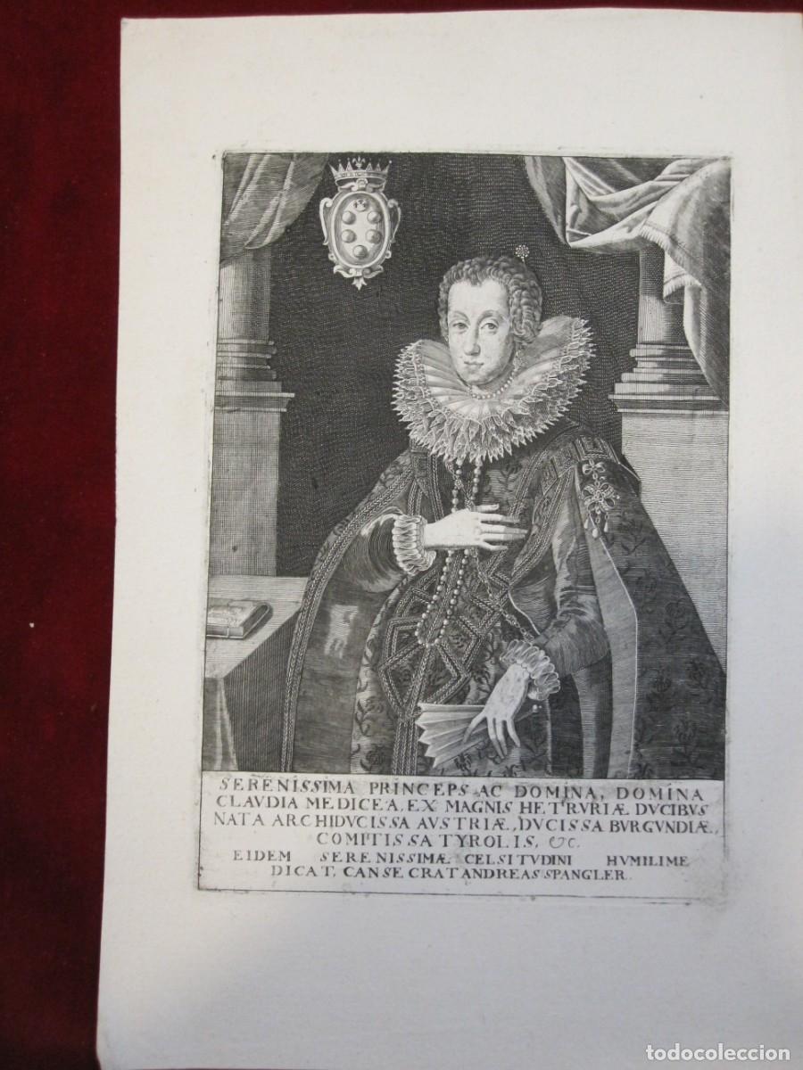 Arte: CLAUDIA DE MEDICIS DUQUESA DE FLORENCIA GRABADO AL COBRE DEL SIGLO XVII